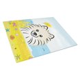 thumbnail image 1 of Tabla de cortar de vidrio grande multicolor Caroline's Treasures Pomeranian Summer Beach BB2075LCB, 1 of 1