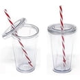 thumbnail image 4 of Nvzi Reusable Double Wall Insulated Acrylic Tumbler Cups with Straw and Lid, 2 Set Package (16 Oz, Clear Straws) by, 4 of 4