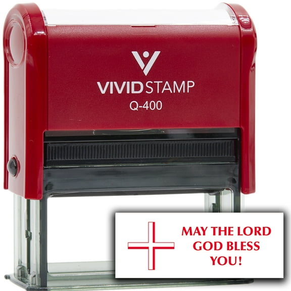 Vivid Stamp May The Lord God Bless You! Self Inking Rubber Stamp (Red Ink) - Q-400