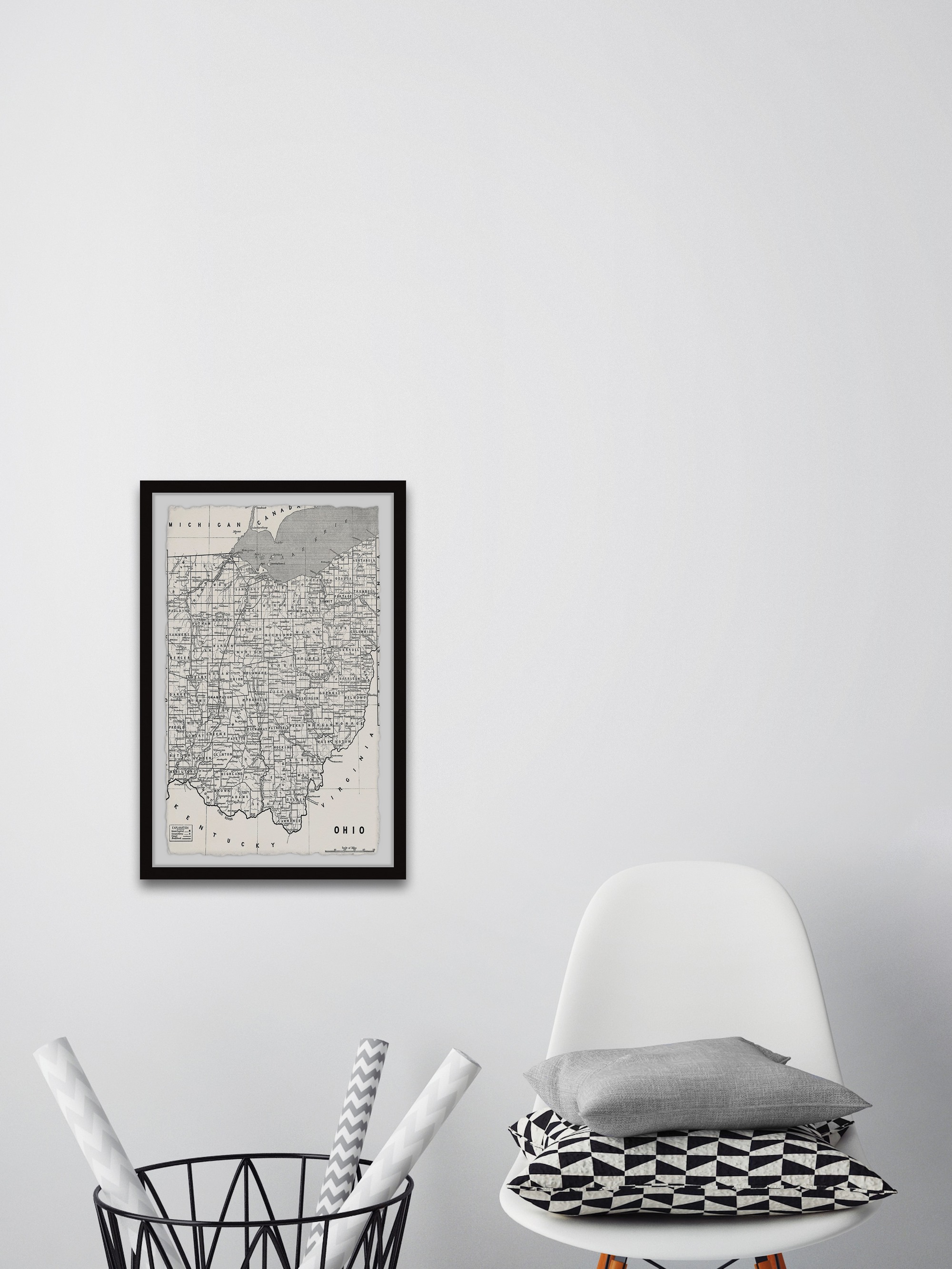Marmont Hill Map of Ohio Counties Framed Wall Art, 1.50" x 8.00"