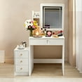 thumbnail image 3 of Dressing Table Modern Multi Functional Lighted Mirror Vanity Desk with Drawers Shelves Padded Stool for Bedroom, 3 of 8