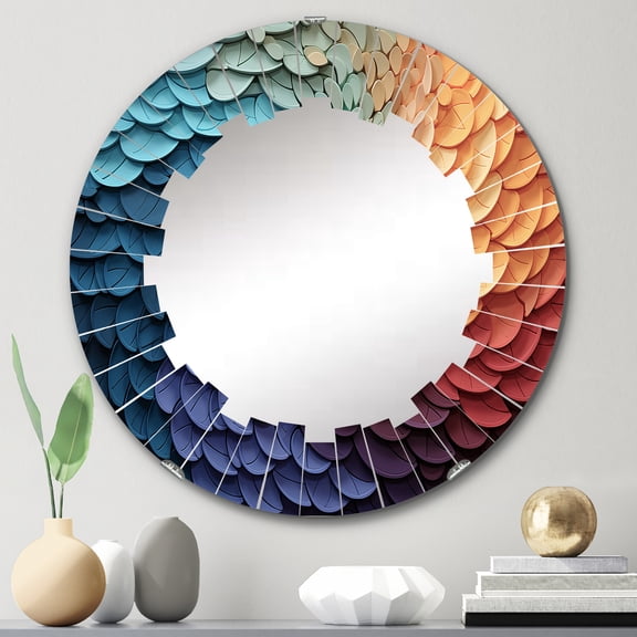 DESIGN ART Designart "Opt Art Harmonious Spectrum III" Modern Wall Mirror 24in.x24in.