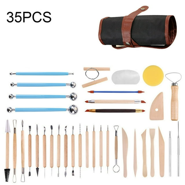 MesaSe 35pcs/set Clay Sculpting Tool Set DIY Craft Modeling Kit Portable Sculpture Shaping Smoothing Tool Set