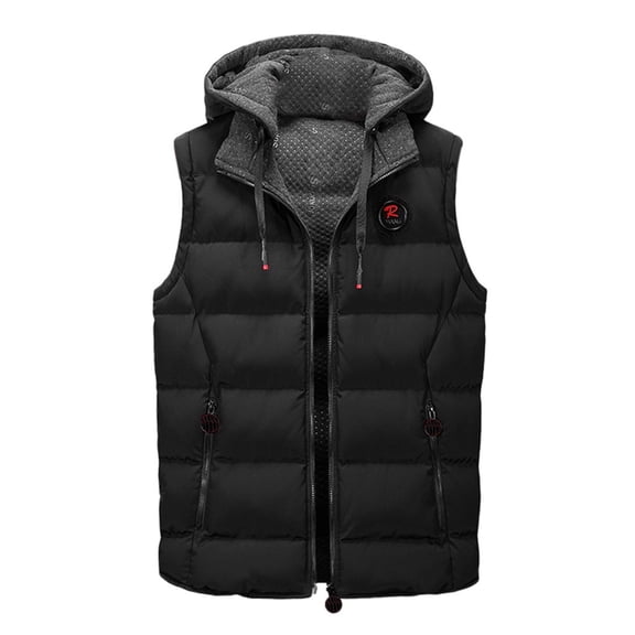 kpoplk Puffer Vest Men Lightweight Windproof Vest Zip Up Sleeveless Puffer Jacket Stand Collar Quilted Bubble Vest Warm Outwear Black,L