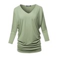 thumbnail image 2 of SSOULM Women's 3/4 Sleeve V-Neck Draped Dolman Top (S-3XL), 2 of 4
