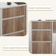 thumbnail image 3 of DreamCurship White Desk with 4 Drawers, 48 inch Computer Desk with Storage, Home Office Desks with Hidden Handle, White and Walnut, 3 of 7