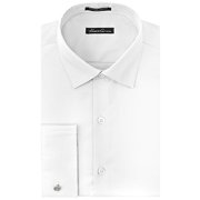 Kenneth Cole New York Men's White Cotton Slim Fit Non Iron French Cuff Dress Shirt