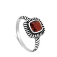 thumbnail image 4 of CHOOSE YOUR COLOR Simulated Garnet Square Twisted Rope Oxidized Ring .925 Sterling Silver Band Red CZ Female Size 8, 4 of 4