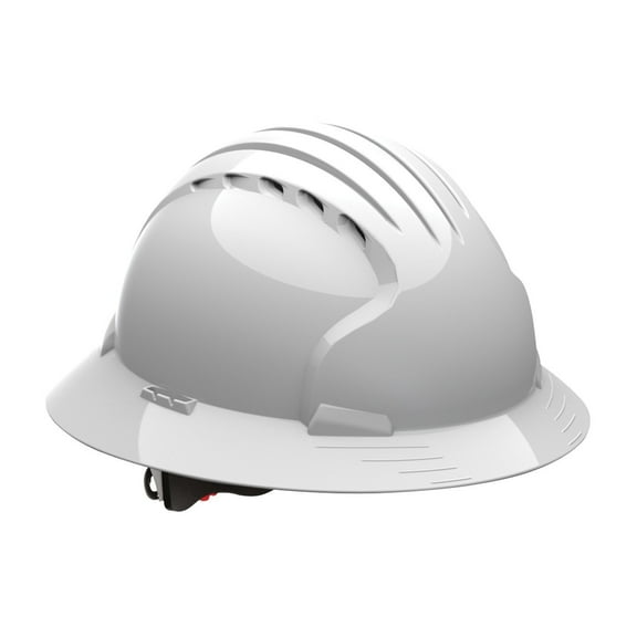 Evolution Deluxe 6161 280-EV6161-10V Full Brim Hard Hat with HDPE Shell, 6-Point Polyester Suspension and Wheel Ratchet Adjustment Vented, White