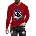 thumbnail image 2 of Yaoyar Men's Fashionable Printed Top With Long Sleeved Round Neck Crewneck Halloween Smiling Face Printed Sweatshirt,Red,4XL, 2 of 4