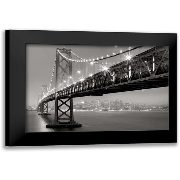 Reed, Aaron 14x11 Black Modern Framed Museum Art Print Titled - Bay Bridge at Night