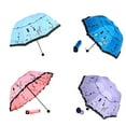 thumbnail image 1 of MORESEC Flouncing Umbrella, Flouncing Folding Umbrella with Dome Canopy, Sun Rain Wind Proof Umbrella for Women, Compact Foldable Parasol with Bag, Alloy Frame with 8 Ribs, UPF 40+ Sun Protection, 1 of 9