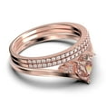 thumbnail image 2 of Gorgeous Minimalist 2.25 Carat Pear Cut Morganite And Diamond Moissanite Unique Engagement Ring, Affordable Wedding Ring, Two Matching Band in 925 Sterling Silver With 18k Rose Gold Plating, 2 of 4