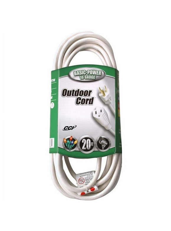 Coleman Cable 16/3 20' White SJTW Outdoor Vinyl Extension Cord