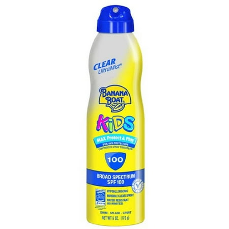 Banana Boat Sunscreen Ultra Mist Kids MAX Protect & Play Broad Spectrum Sun Care Sunscreen Spray - SPF 100, 6 Oz