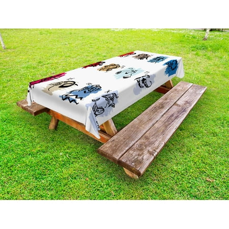 

Zodiac Outdoor Tablecloth Twelve Symbol of the Signs with Brushstrokes Effect Birth Calendar Horoscope Design Decorative Washable Fabric Picnic Tablecloth 58 X 120 Inches Multicolor by Ambesonne