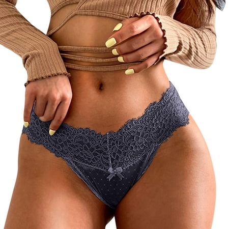 

Yuelianxi Flower Embroidery Lace Transparent Women Underwear Fashion Thong Hollow Out Traceless Panties See Strough Seamless Briefs