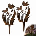 thumbnail image 2 of Bird & Wildflower Metal Garden Stake, Rustic Decorative Outdoor Plant Art Stake, Bird Floral Pattern Garden Ornament for Lawn Patio Flower Bed Planters 2PCS, 2 of 6