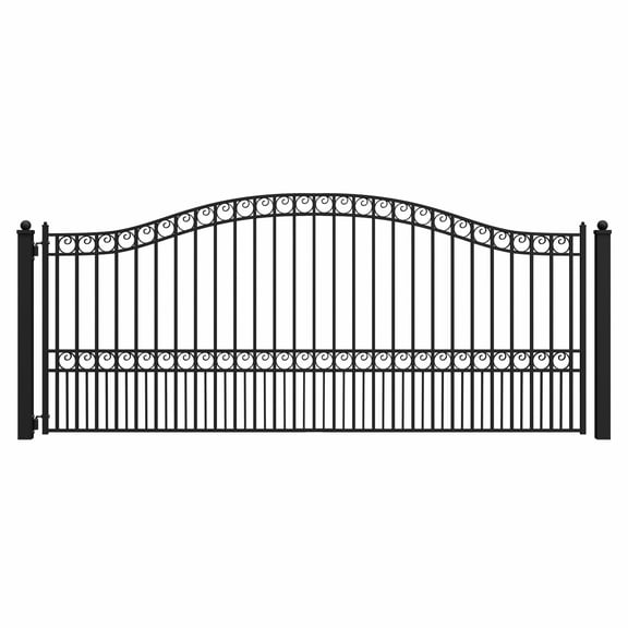 ALEKO Steel Single Swing 14 x 6 ft Black Driveway Gate Paris Style