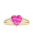thumbnail image 4 of Rosec Jewels Designer Split Shank Ring with Created Pink Sapphire and Diamond (8 mm), 14K Yellow Gold, US 8.00, 4 of 9