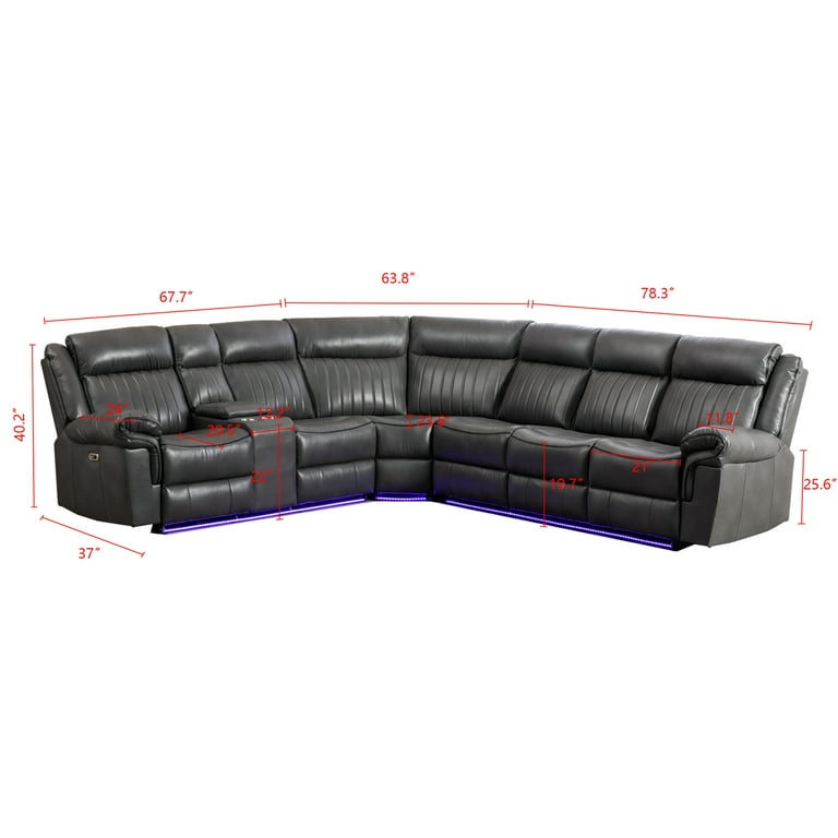 Hybition Power Reclining Sectional Sofa PU Leather L-Shaped Sofa