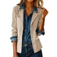 thumbnail image 2 of Women's Western Style Faux Suede Motorcycle Jacket, Autumn Winter Casual Blazer, Oversized Lapel Button Down Coat, Retro Inspired Outerwear, Versatile Everyday Jacket Beige L, 2 of 4