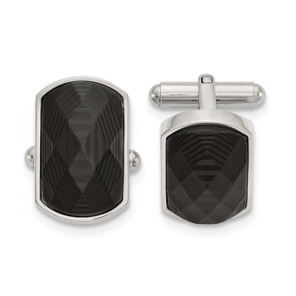 FB Jewels Solid Stainless Steel Fancy Black Ip-Plated Cuff Links FB Jewels Solid Stainless Steel Fancy Black Ip-Plated Cuff Links