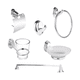 thumbnail image 1 of Set Juego Baño Belug Accesorios Acero Cromado Espejo 6 Piezas Color plata, 1 of 5