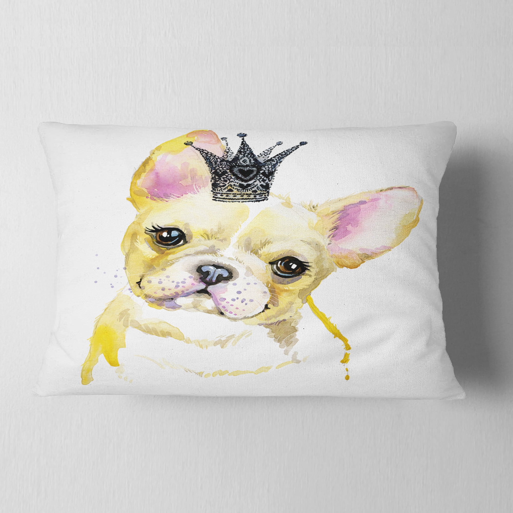 Designart French Bulldog with Black Crown - Contemporary Animal Throw Pillow - 12x20