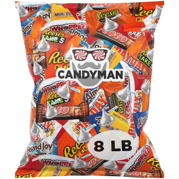 CANDYMAN 8 Pound Bag Mix of Chocolate, Individually Wrapped Assorted Bulk Candy Chocolates Variety Pack
