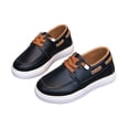 thumbnail image 4 of Kids Casual Boat Shoes Loafers Comfy No-Tie Lace Flat School Shoes for Boys Fashion Versatile Soft Sole Footwear Black 12.5 Little Kids, 4 of 7