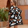 thumbnail image 4 of Black Halloween Background with Pumpkin Women's Swimsuit Coverup Summer Beach Cover Up Bathing Suit Dress, 4 of 6