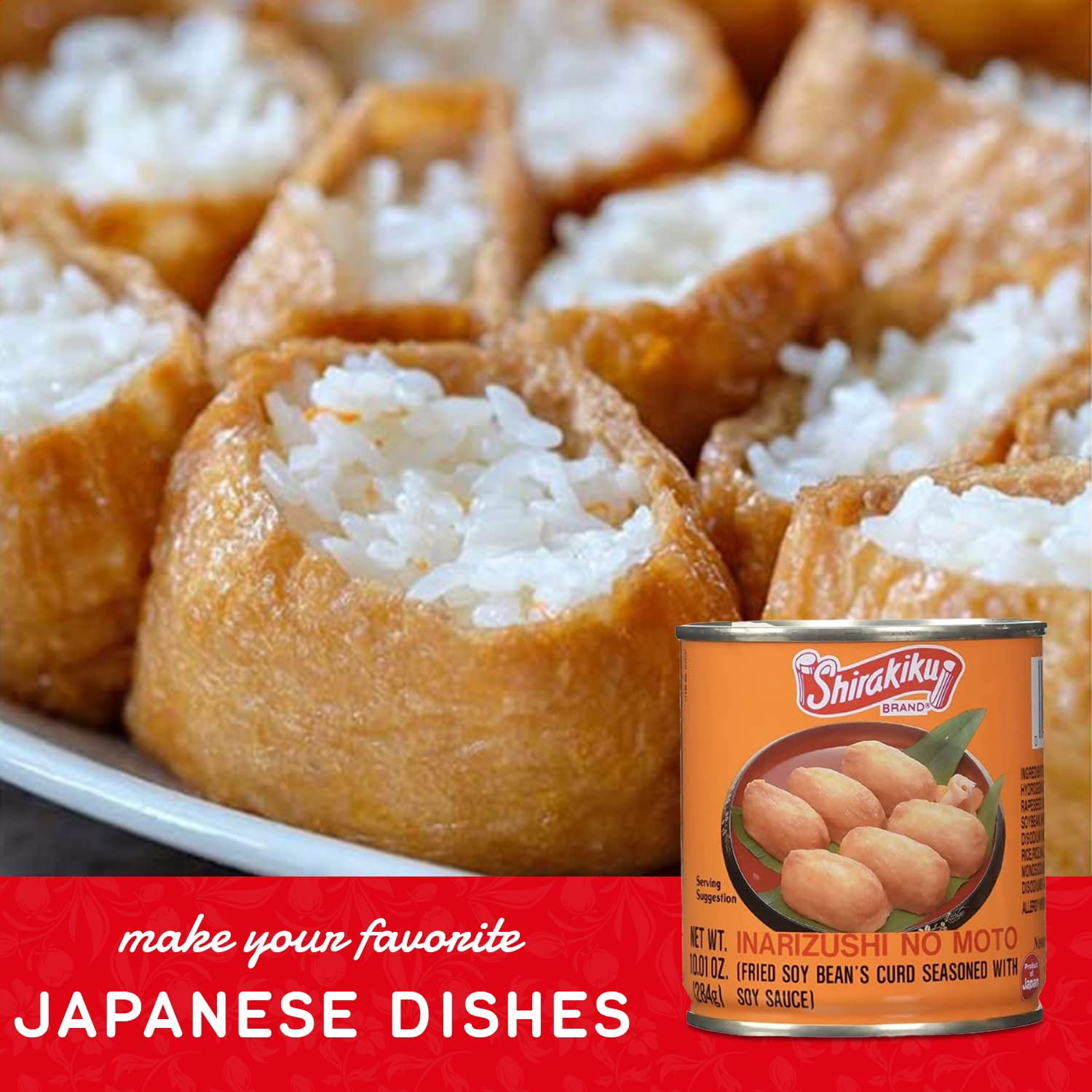 Inarizushi No Moto - Japanese Seasoned Fried Soy Bean Curd | Fried Bean Curd, Hydrogenated Vegetable Oil, Wheat, And Soybean | Soy Bean Flavor, 10.01Oz - (Pack Of 3)