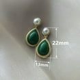 thumbnail image 5 of U8MO Teardrop Imitation Jade Brass Metal Resin Dangle Stud Earrings For Women Earring-Deep Green, 5 of 5