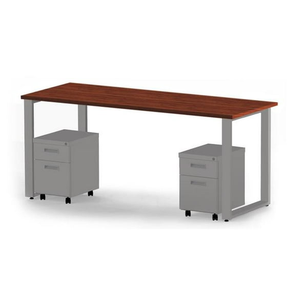 Marvel Aire Arty008wytt 72 X 30 In Desk 2 Mobile Pedestals Windsor Mahogany Laminate Silver Finish