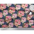 thumbnail image 2 of Soimoi Blue Cotton Jersey Fabric Stripe & Ranunculus Floral Print Fabric by The Yard 64 Inch Wide, 2 of 3
