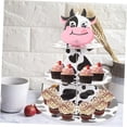 thumbnail image 4 of ZHAOCHENG Soporte para tartas con estampado de vaca, decoraciones para fiestas de vacas, galletas de animales, cupcakes, soporte para tartas de 3 niveles, soporte para tartas de cartón, estampado de v, 4 of 4