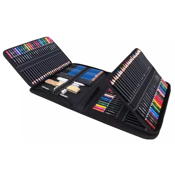 145-Piece Professional Drawing Pencils and Sketch Art Supplies Includes Oil Base Colored Pencil Charcoal Pencil Eraser Sketchbook Paper Portable Zippered Storage Bag Art Set Gift for Adults