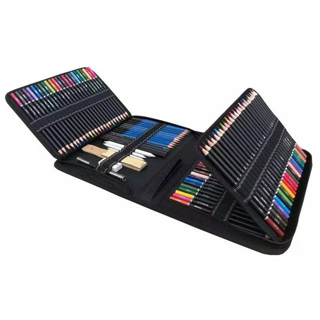 145-Piece Professional Drawing Pencils and Sketch Art Supplies Includes Oil Base Colored Pencil Charcoal Pencil Eraser Sketchbook Paper Portable Zippered Storage Bag Art Set Gift for Adults