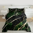 thumbnail image 2 of Homewish Aesthetic Marble Full Size Comforter Sets,Ink Fluid Desgin Bedding Comforter Set,Black Gold Green Bedding Sets For Teens,Breathable Bedroom Decor Reversible,3pcs, 2 of 8