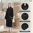 thumbnail image 2 of PAVILIA Plush Robe for Women, Soft Fleece Long Spa Robe, Ladies Bathrobe with Pockets, Warm Fuzzy Housecoat, Black, S/M, 2 of 8