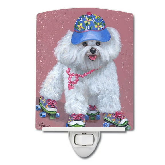 Caroline's Treasures PPP3021CNL Bichon Frise Girls do it Better Ceramic Night Light, 6x4x3", multicolor