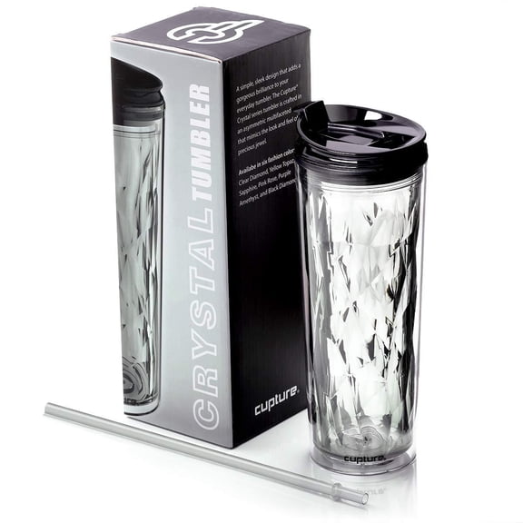 Cupture Crystal Click & Seal Shake Tumbler Cup for Hot or Cold Drinks - 22 oz (Black Diamond) Black Diamond