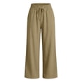 thumbnail image 7 of Summer Linen Pants for Women Wide Leg Beach Pant Elastic Waist Lightweight Casual Flowy Lounge Trousers with Pocket, L, 7 of 7