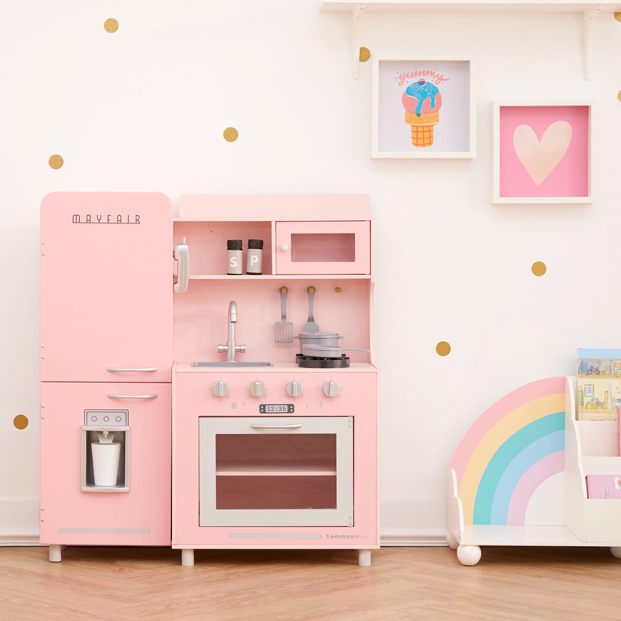 Teamson Kids Little Chef Mayfair Retro Play Kitchen, Pink