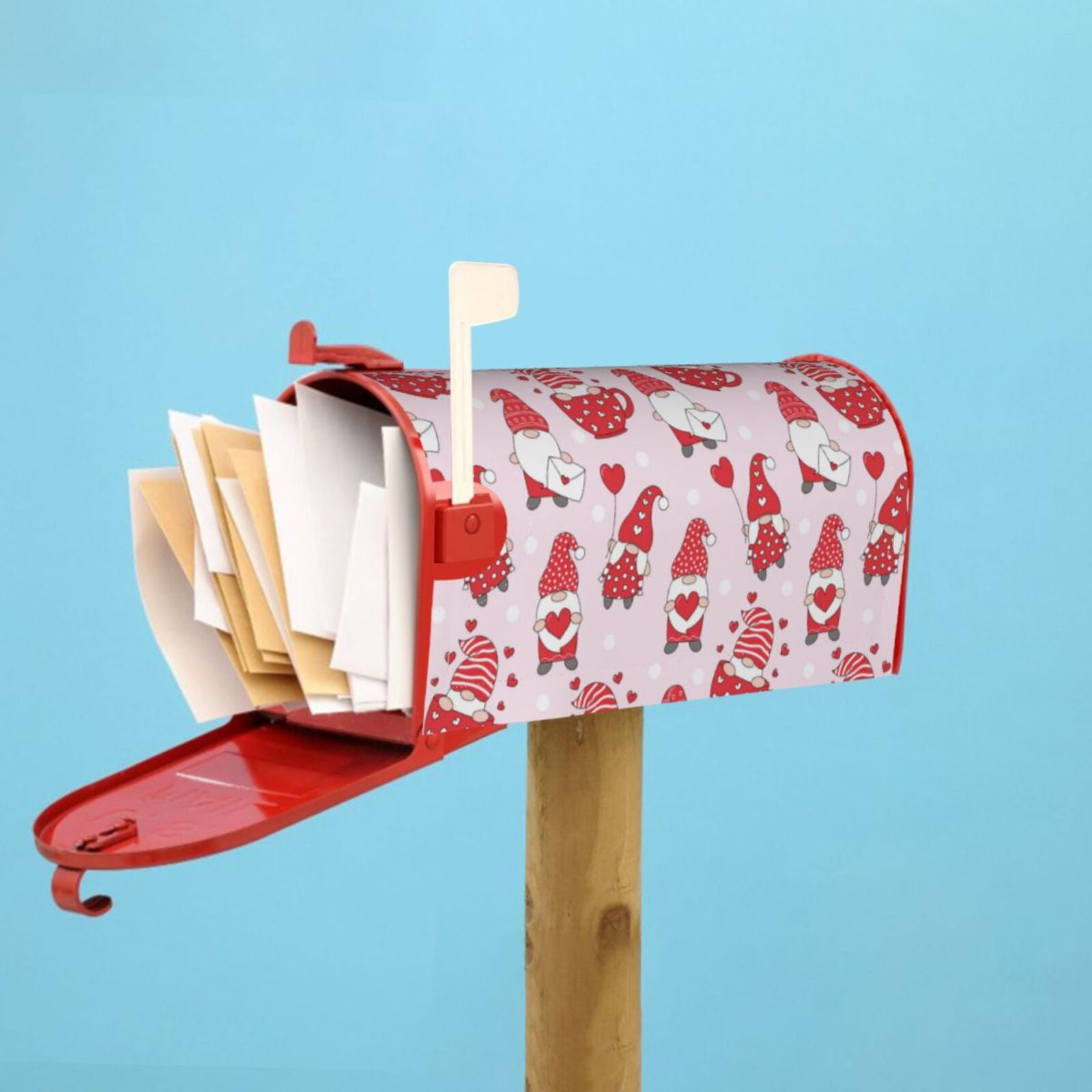 Logiee Valentine Gnomes Print Post Letter Box Wrap Decor, Mailbox Cover Suitable for Standard Mailbox and Large Size Mailbox,Outdoor Yard Decoration-25.5x21 in