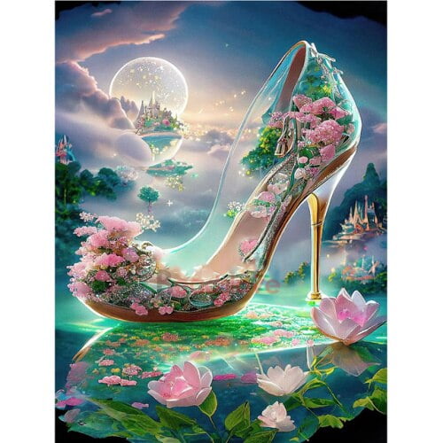 Fantasy High-Heeled Landscape Diamond Painting New 2023 DIY Mosaic Diamond Embroidery Dream Princess Shoes 5D Cross Stitch S468square 70x90cm Gao Jinjia LED