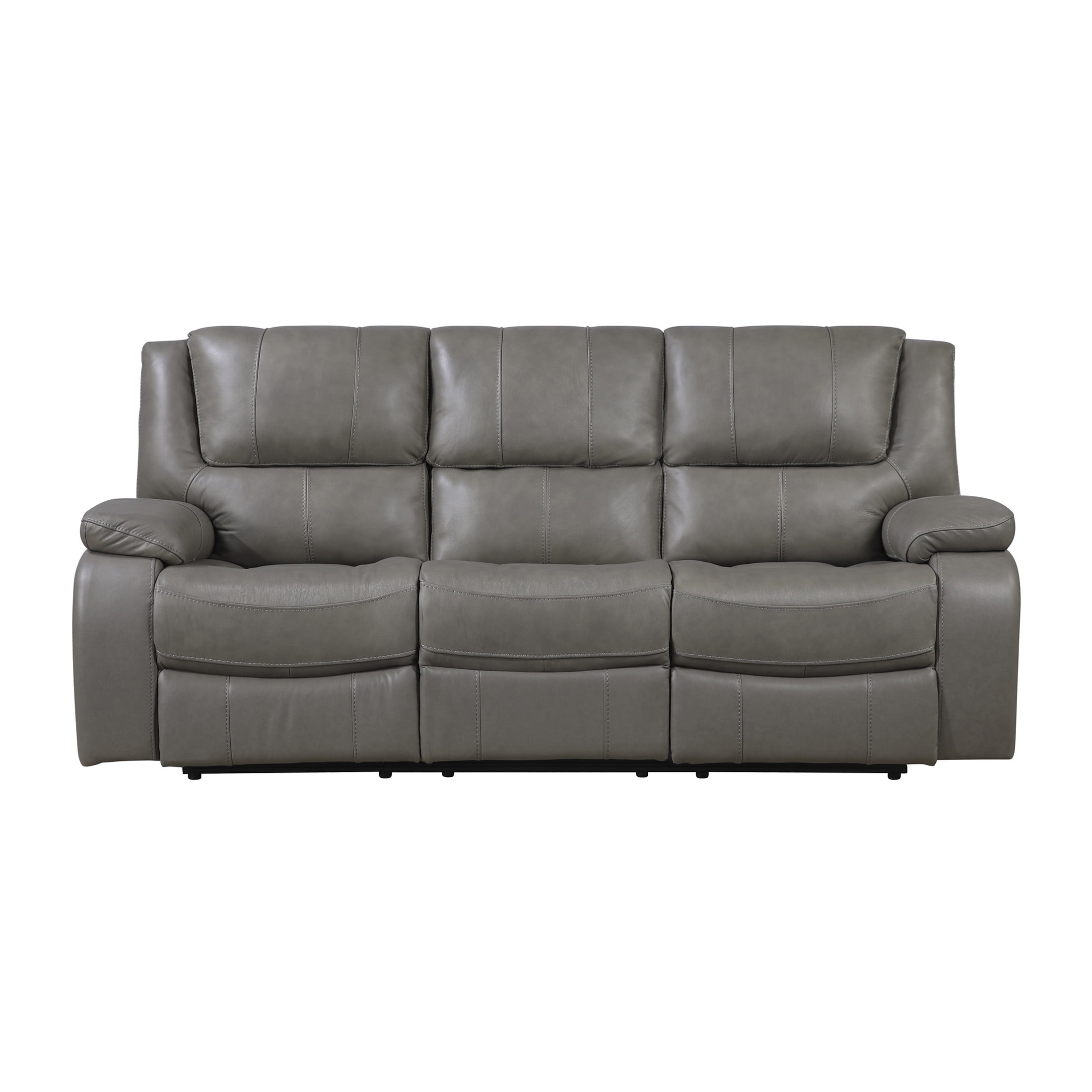 OakvillePark Arlisse Leather Match Manual Double Reclining Sofa, Gray