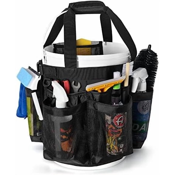 5 Gallon Bucket Organizer with Anti-fall Hooks & Buckle, Car Wash Bucket Caddy with Mesh Pockets, 5 Gallon Cleaning Tools Bag for Home, Auto, Garden & Fishing$$Vehicle Parts & Accessories