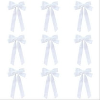 10Pcs White Velvet Ribbon Bows for Christmas Tree Decorations, 5in x 10in Bows Ornaments for Christmas Tree Wreath Mantle Stair Garland Wreath Gift Wrapping Candy Bags Party Decor (Width of 1")